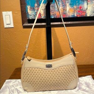 Brighton Cream & Beige Woven Shoulder Bag EUC
